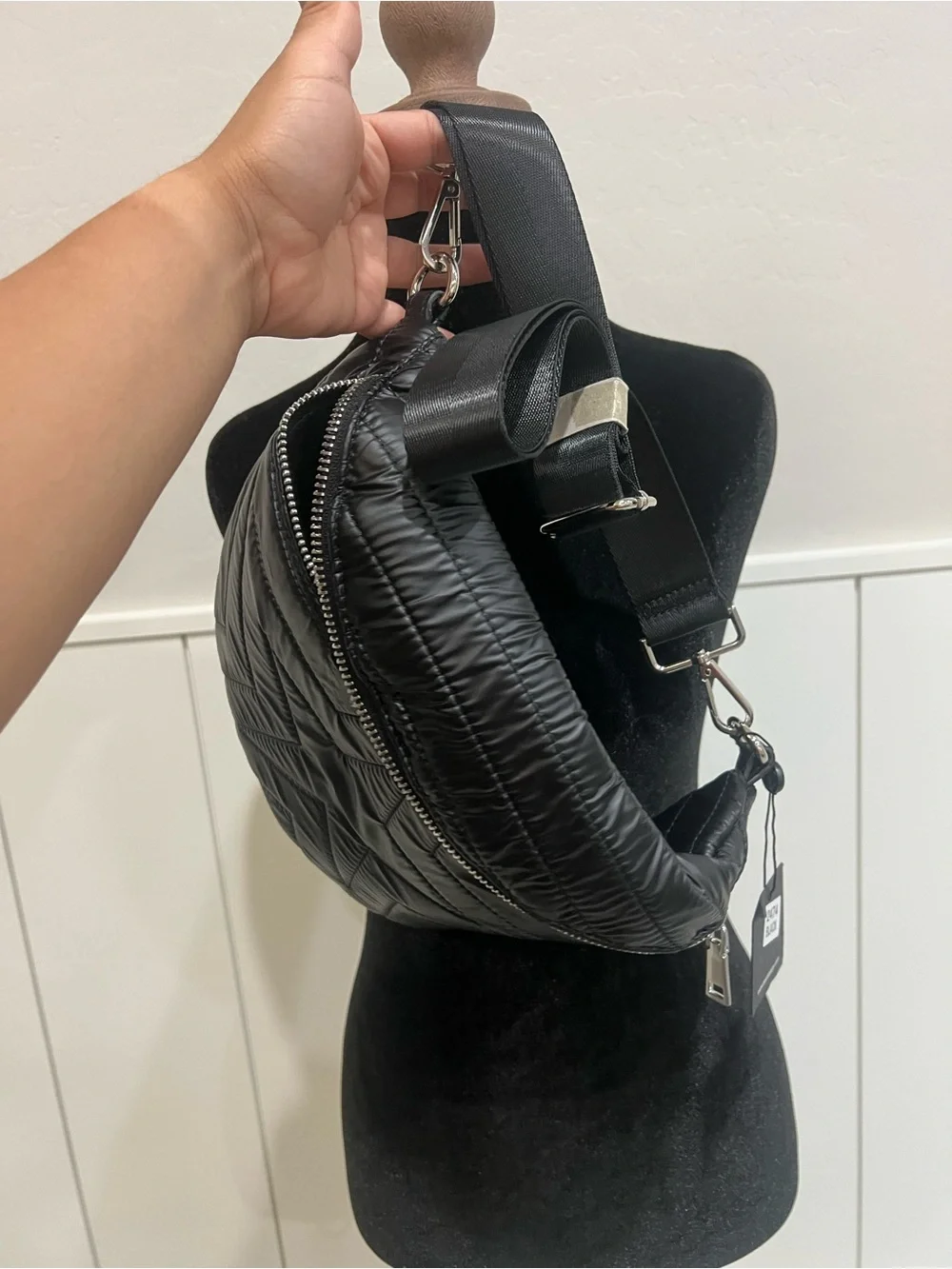 Quilted Black Crossbody Belt Bag